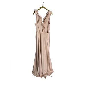 Sachin & Babi Light Pink Nude Ruffle Maxi Formal Bridesmaid Dress 10